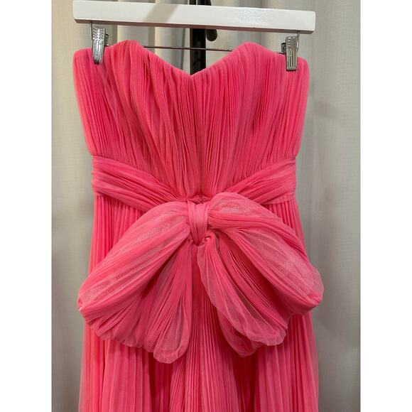 Hutch Cataline Strapless Bow-Front Pleated Tulle Gown Hot Pink Size XS/S NWT - Picture 1 of 14